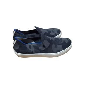 Rothy's The Original Slip on Black Blue Halo Knit Camouflage Sneakers Size 6 1/2